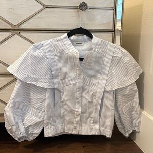 Sandro Blue and White Striped Blouse